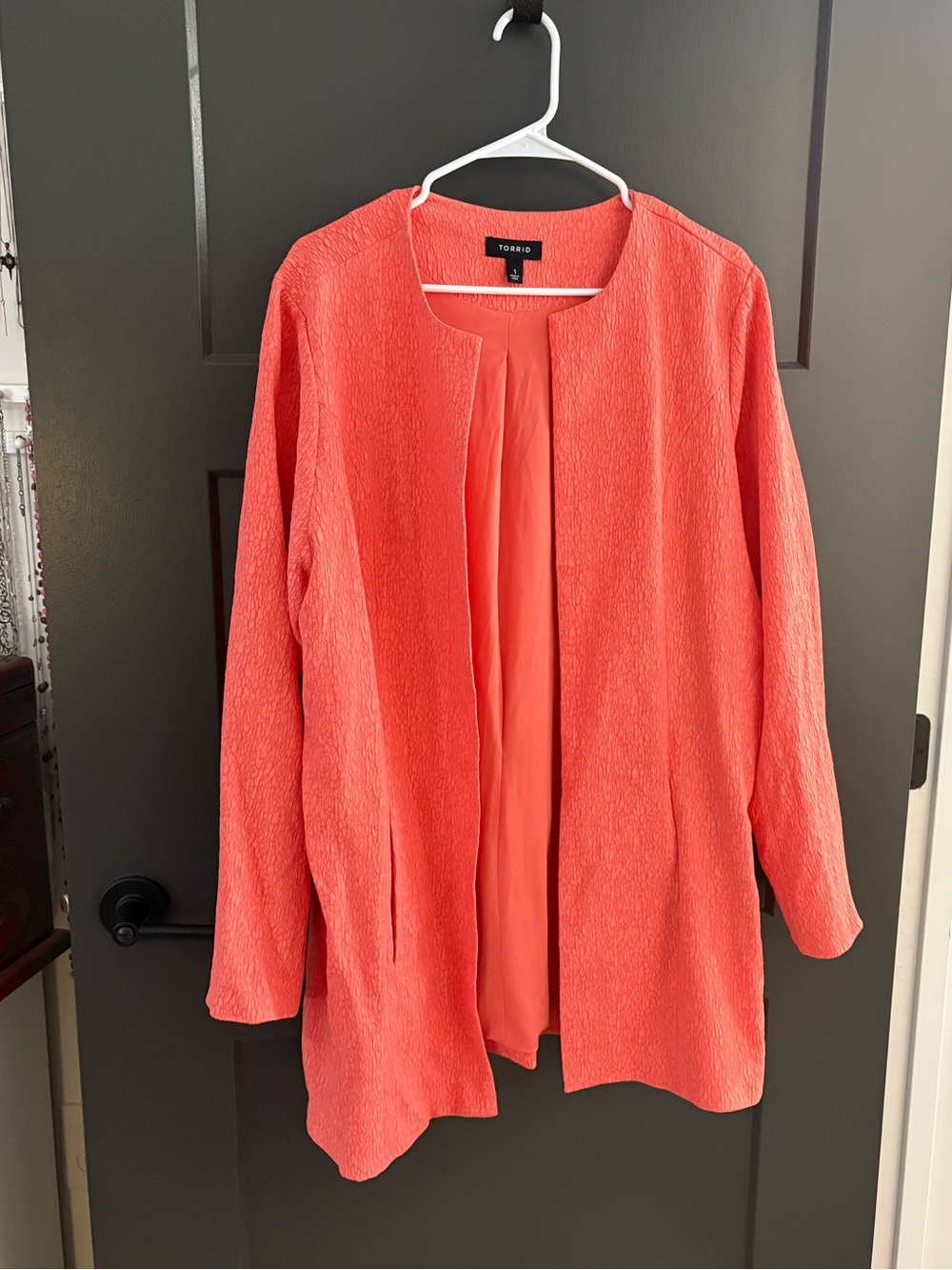 torrid Coral Textured Open Front Jacket